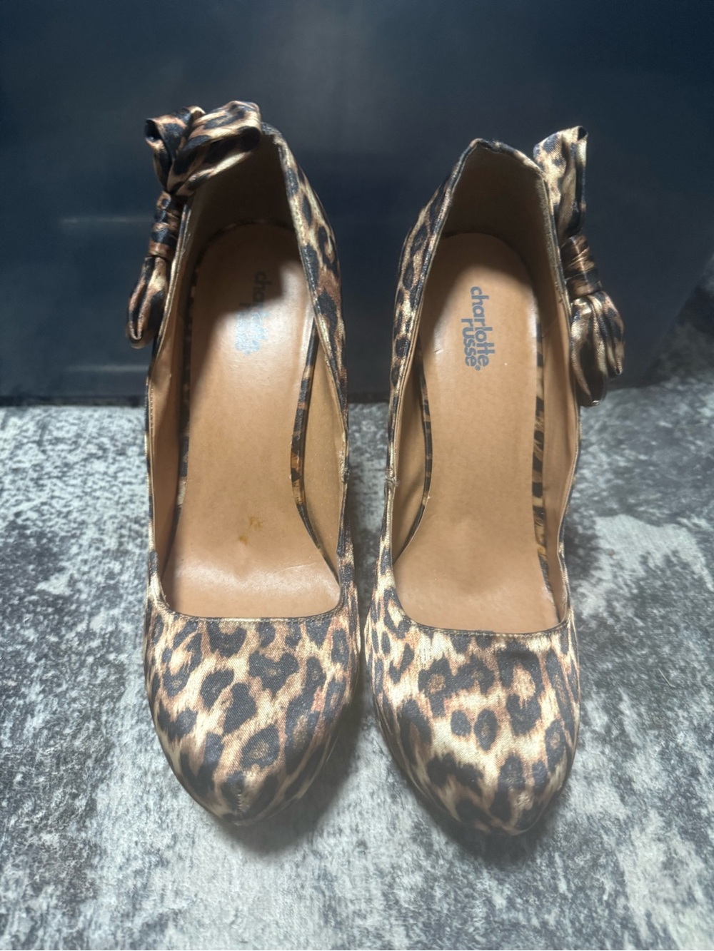 Charlotte Russe Leopard Print Bow Pumps - Tan & Black